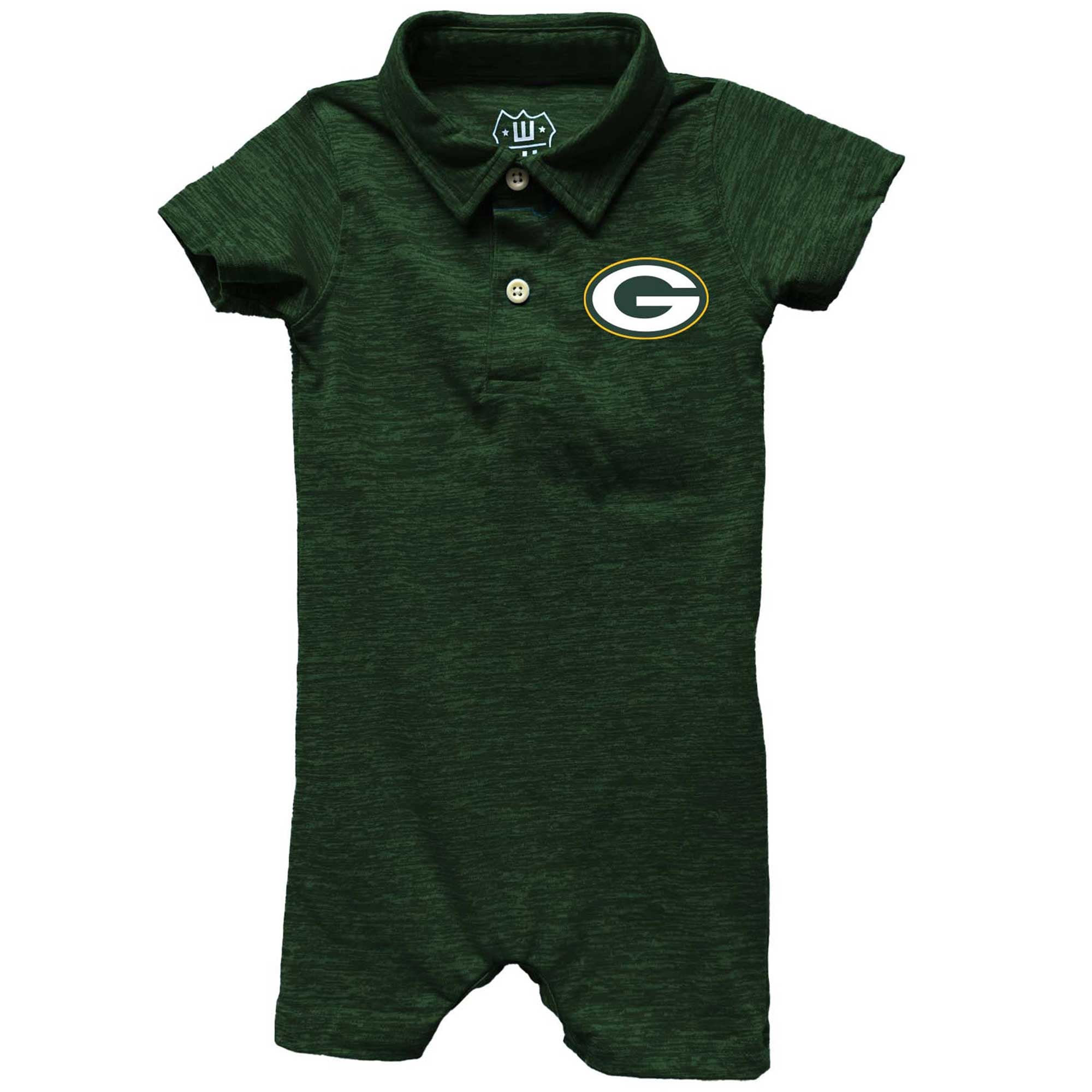 Combinaison polo courte en fil nuageux pour bébé Wes & Willy Green Bay Packers