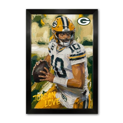 Jordan Love Green Bay Packers 14" x 20" Framed Football Player Action Portrait – Artist Series Print