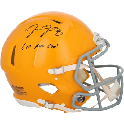 Josh Jacobs Green Bay Packers Autographed Fanatics Authentic Riddell 2021 Throwback Speed Authentic Helmet with "Go Pack Go!" Inscription 
