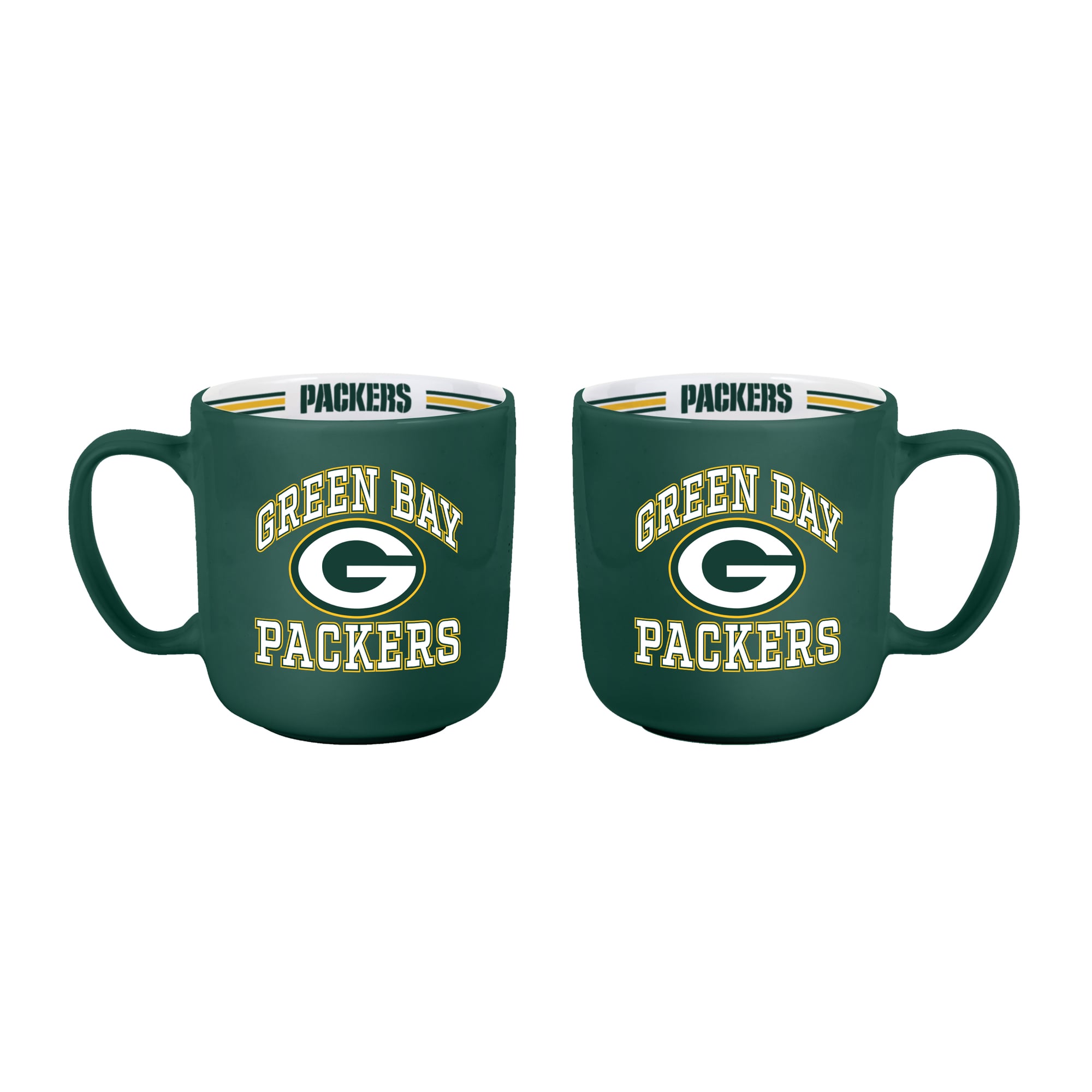 Logo Brands Green Bay Packers Two-Piece 15oz. Stripe Mug Set