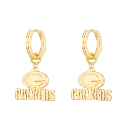 Green Bay Packers LUV AJ  Logo Charm Huggie Earrings 
