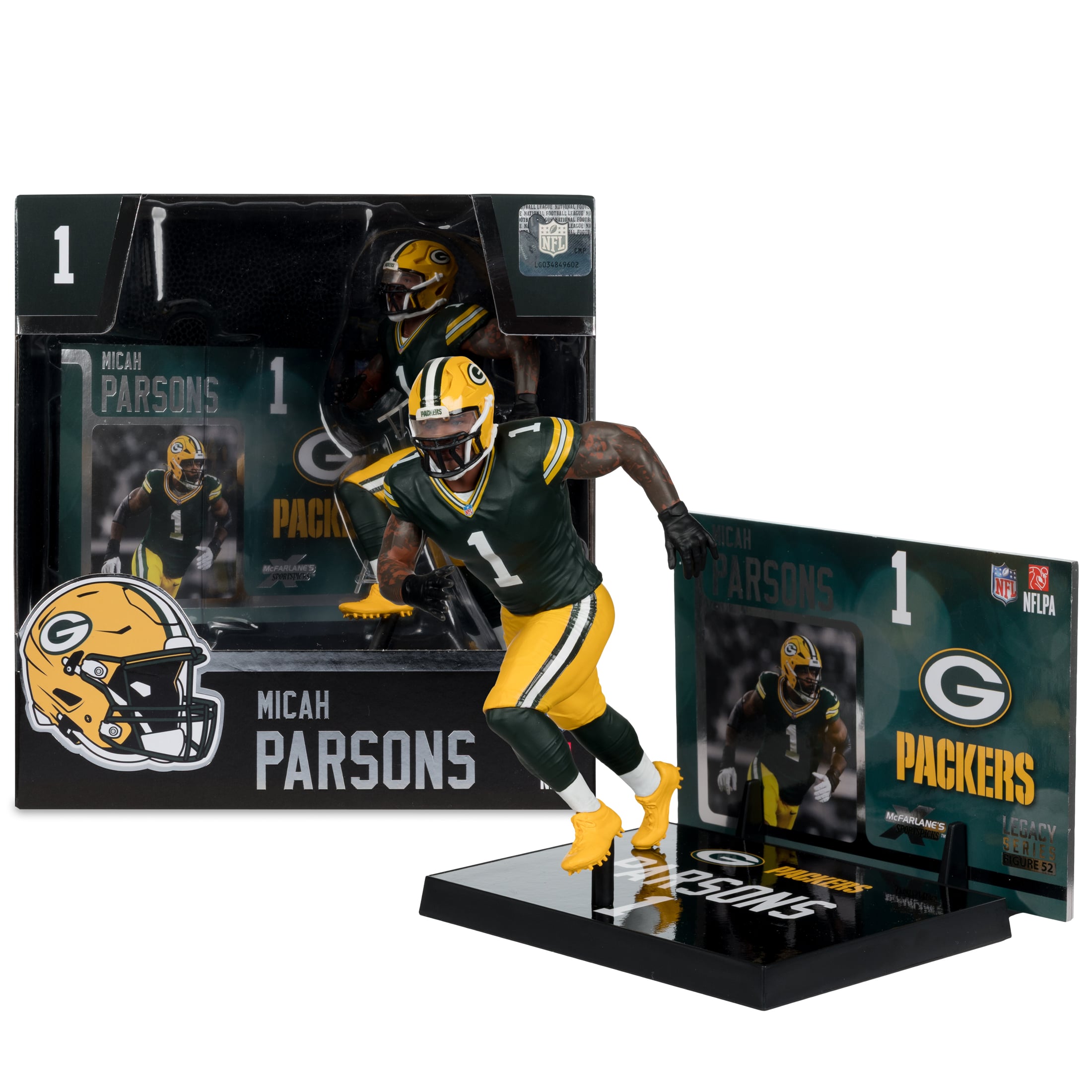 Figurine de joueur Micah Parsons des Green Bay Packers de McFarlane Toys (18 cm).