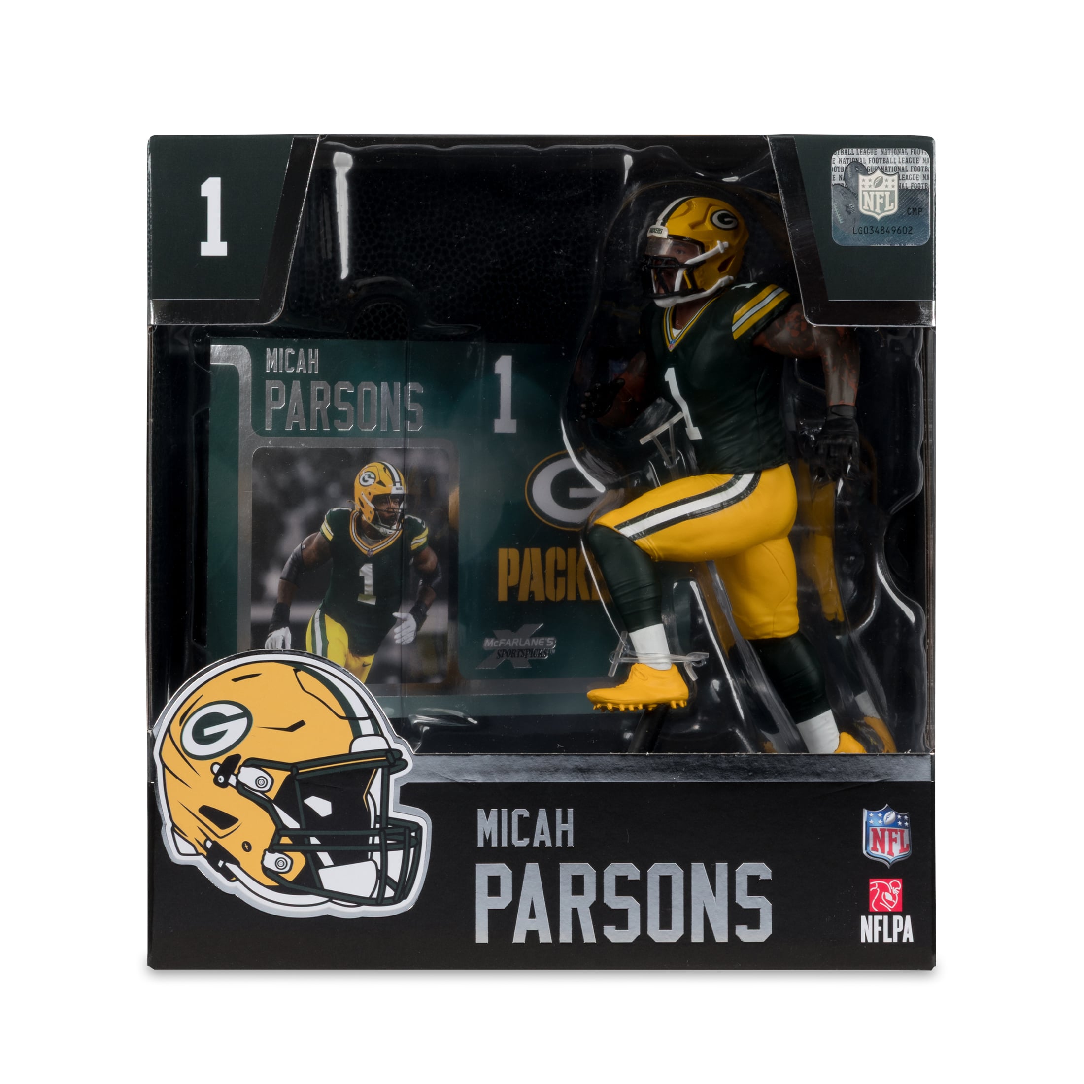 Figurine de joueur Micah Parsons des Green Bay Packers de McFarlane Toys (18 cm).