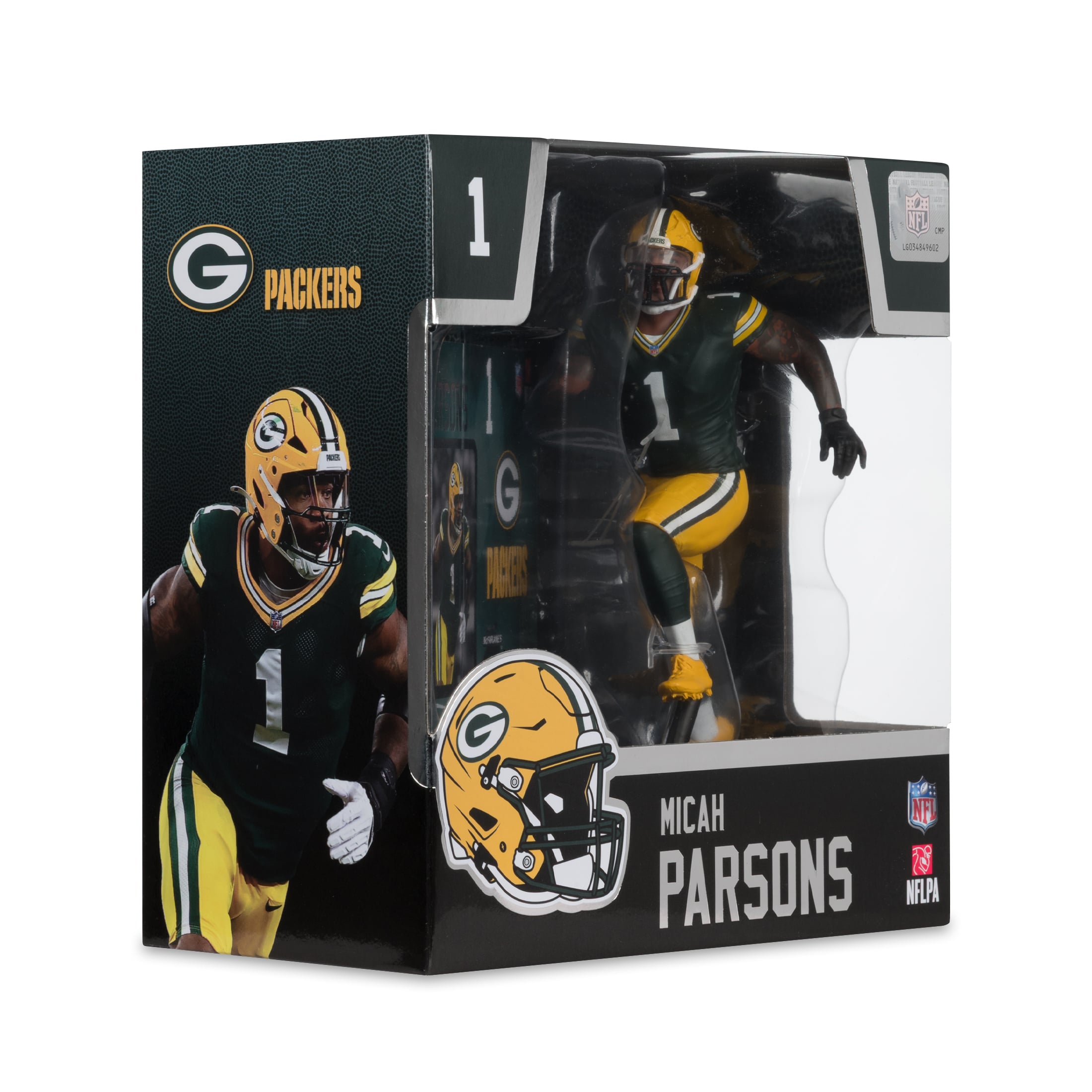 Figurine de joueur Micah Parsons des Green Bay Packers de McFarlane Toys (18 cm).