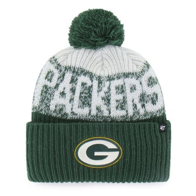  Green Bay Packers '47  Bone Chill Cuffed Knit Hat with Pom - Green