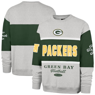 Green Bay Packers '47 Blockfield Maximalist Sweatshirt - Green/Heather Gray