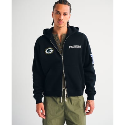 Green Bay Packers Abercrombie & Fitch  Fleece Full-Zip Hoodie - Black