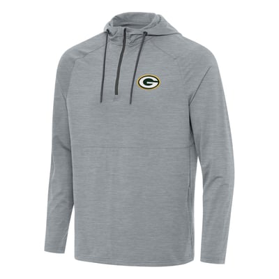  Green Bay Packers Antigua Spikes Quarter-Zip Pullover Hoodie - Heather Gray