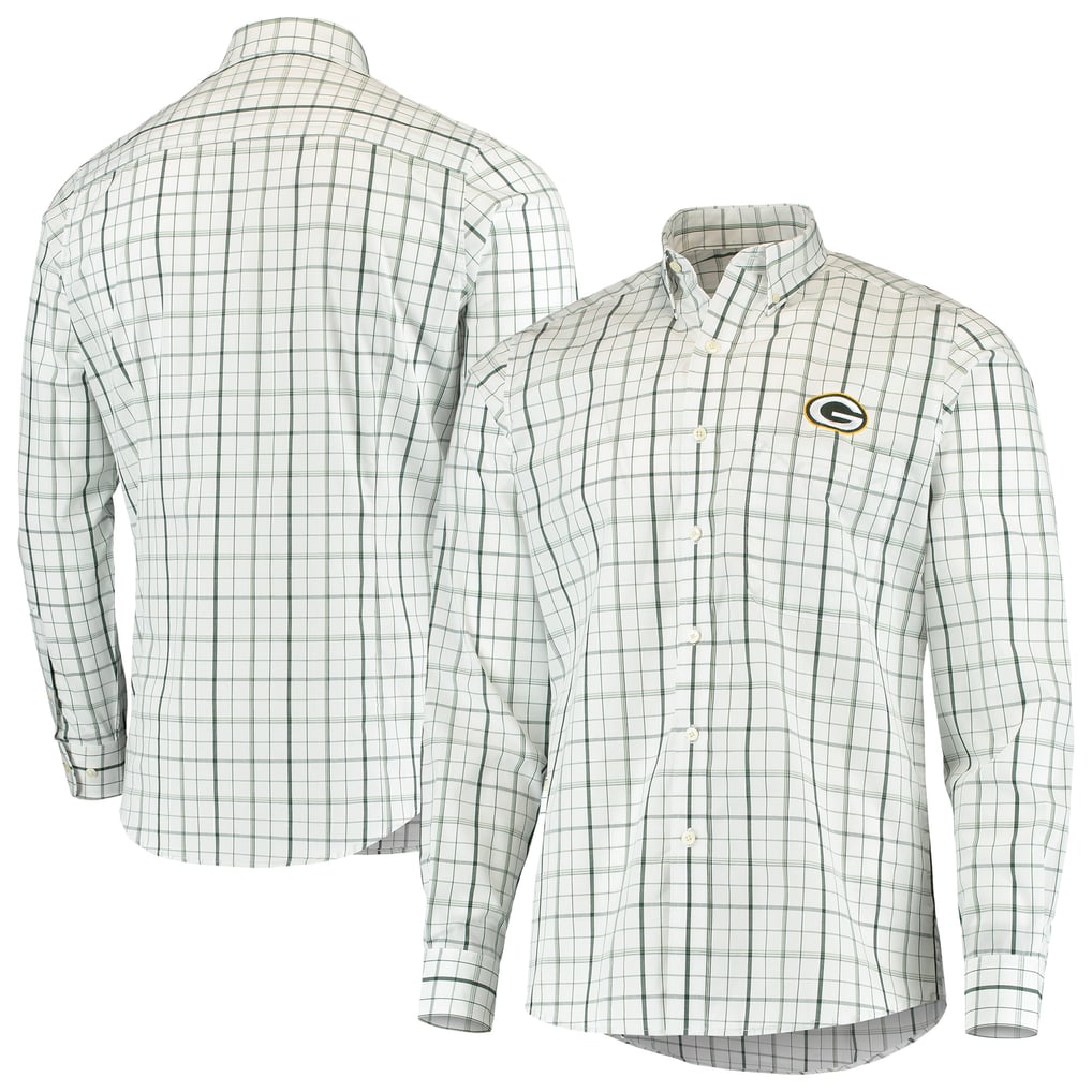 green bay packers men's dress shirt Antigua White/Green Keen Long Sleeve Button-Down Darius rucker
