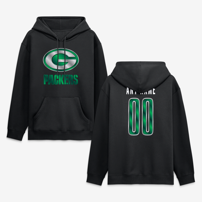 Green Bay Packers Big & Tall Forged Mascot Personalized Name & Number Hoodie - Black