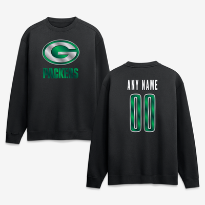 Green Bay Packers  Forged Mascot Personalized Name & Number Sweatshirt - Black