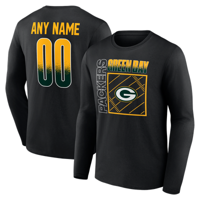 Green Bay Packers Home Field Pop Personalized Name & Number Long Sleeve T-Shirt - Black