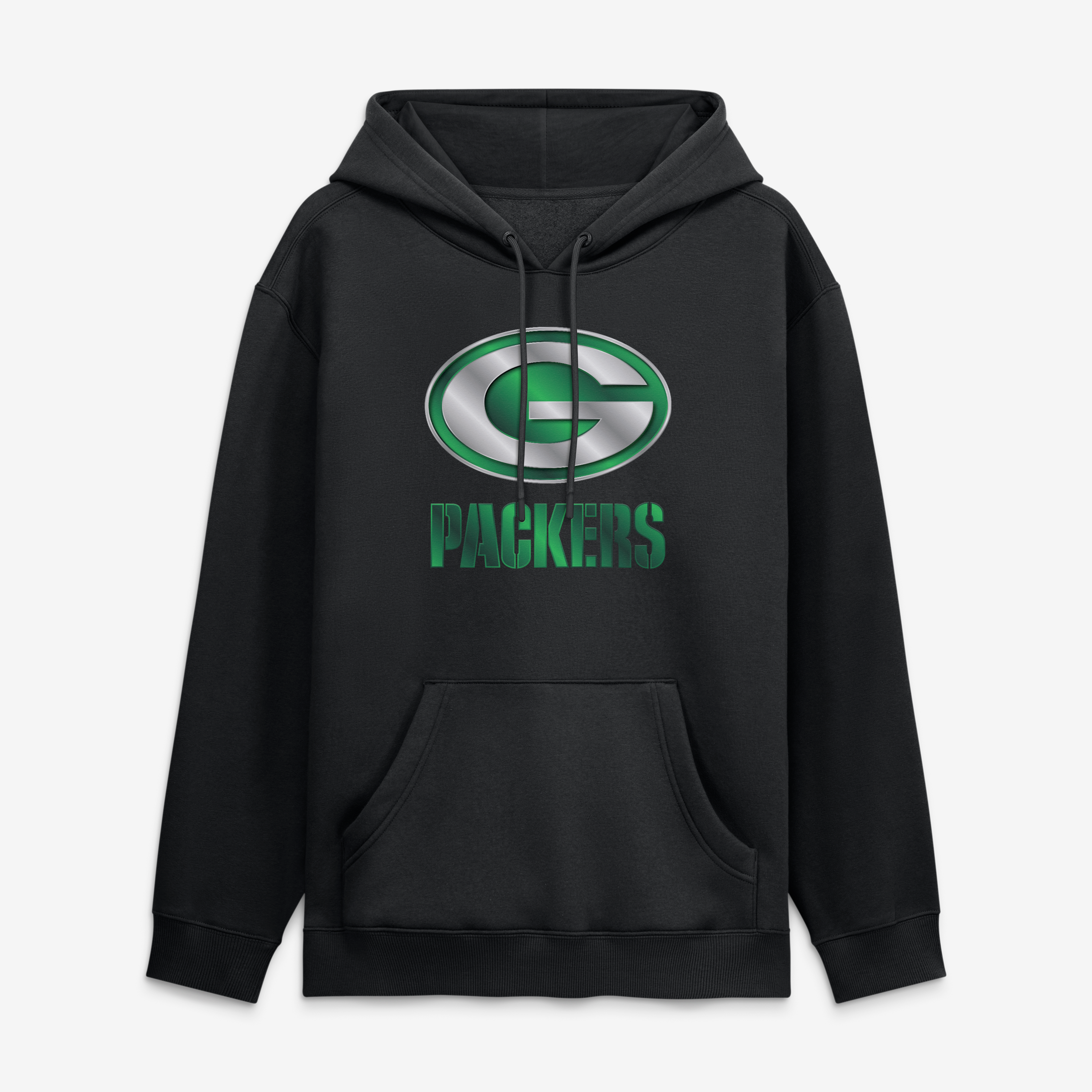 Sweat à capuche noir pour homme Green Bay Packers motif métallique
