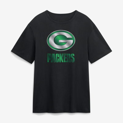 Green Bay Packers  Metallic Mascot T-Shirt - Black