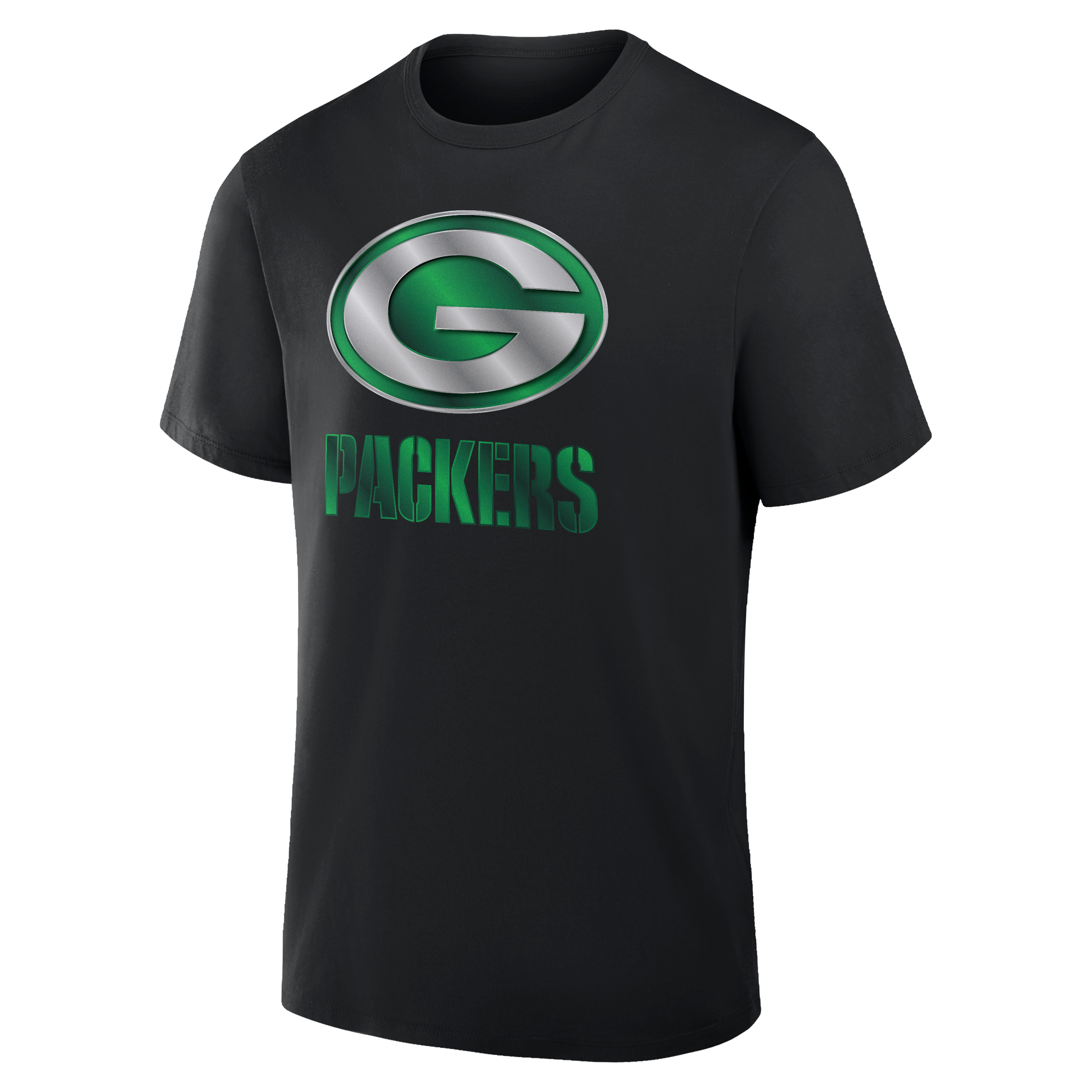 T-shirt noir pour homme Green Bay Packers avec mascotte métallique
