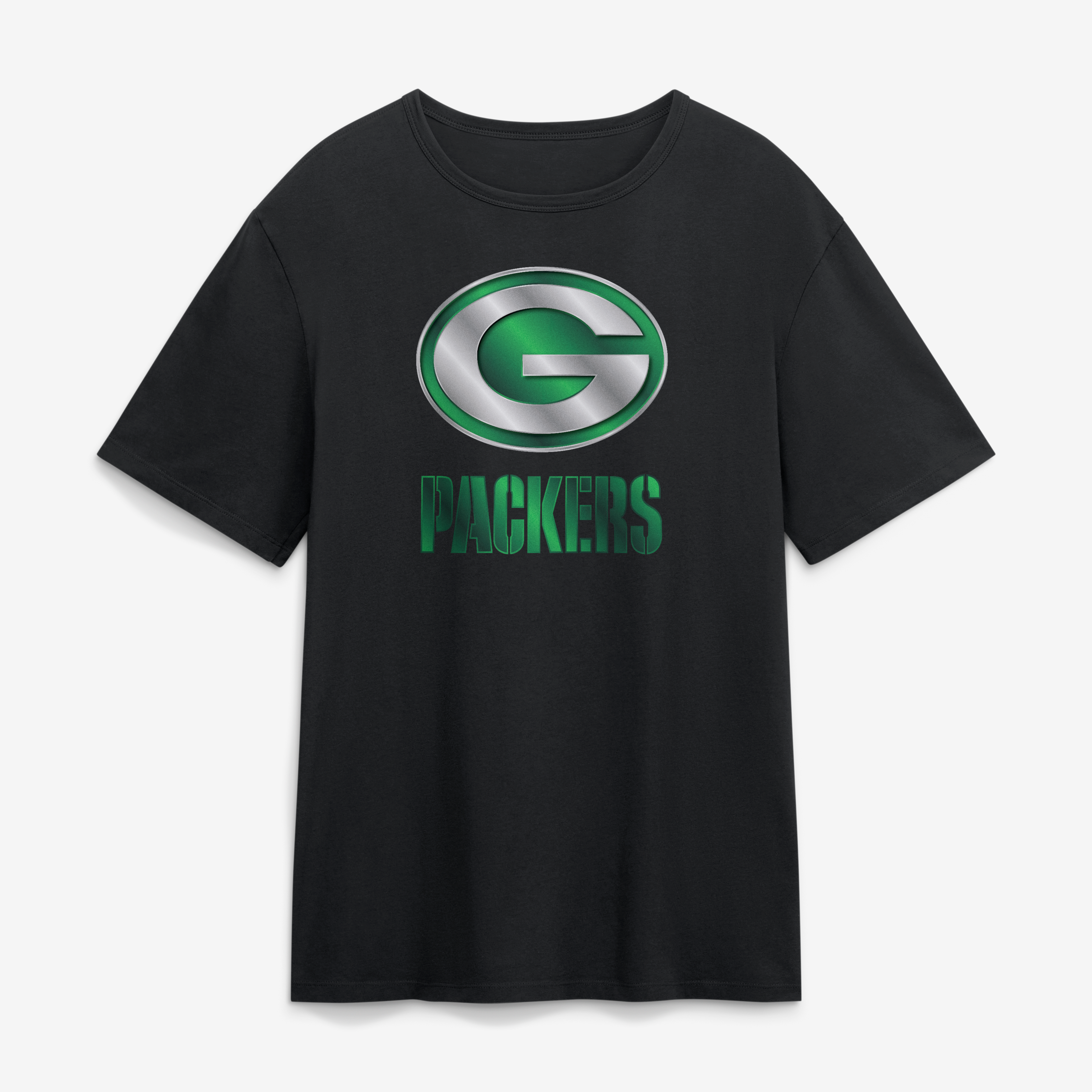 T-shirt noir pour homme Green Bay Packers avec mascotte métallique