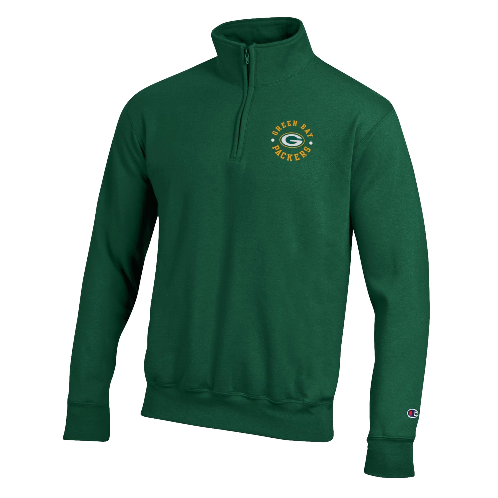 Pull à col zippé Champion vert Green Bay Packers Powerblend pour homme