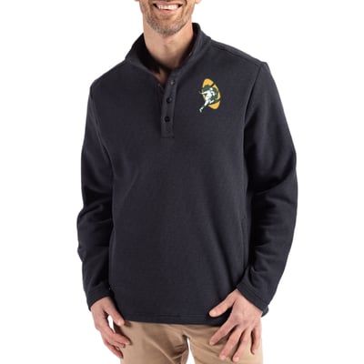 Green Bay Packers Cutter & Buck Hunts Point Eco Textured Fleece Recycled Half-Snap Sweatshirt - Black