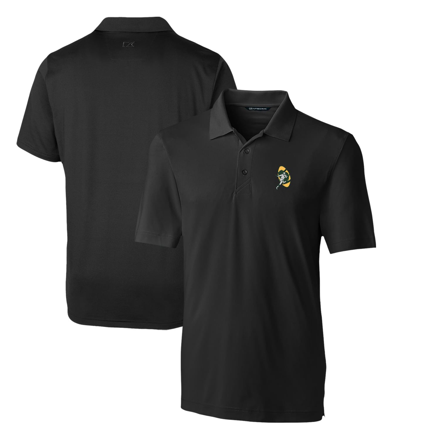 Men's Cutter & Buck Black Green Bay Packers Throwback Logo Big Tall Forge Stretch Polo