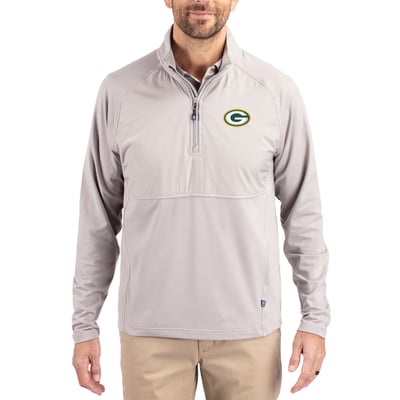Green Bay Packers Cutter & Buck Adapt Eco Knit Hybrid Recycled Quarter-Zip Raglan Jacket - Gray