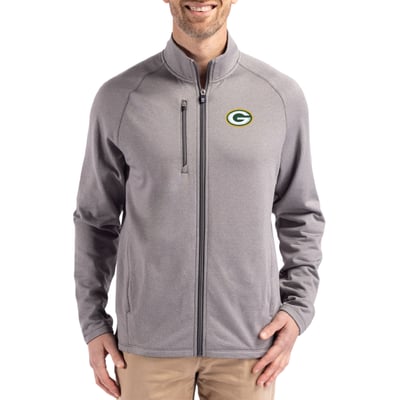 Green Bay Packers Cutter & Buck Peshastin Eco Fleece Recycled Raglan Tri-Blend Full-Zip Jacket -  Heather Gray