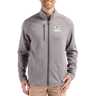 Green Bay Packers Cutter & Buck Peshastin Eco Fleece Recycled Raglan Tri-Blend Full-Zip Jacket -  Heather Gray