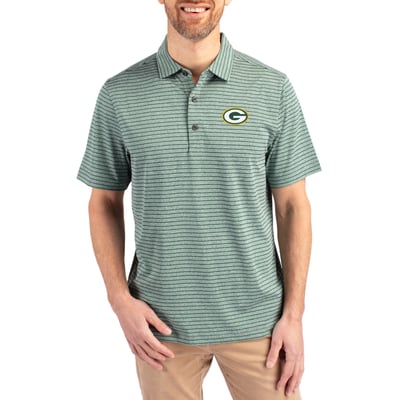 Green Bay Packers Cutter & Buck  Forge Eco Heathered Stripe Stretch Recycled Polo - Heather Green