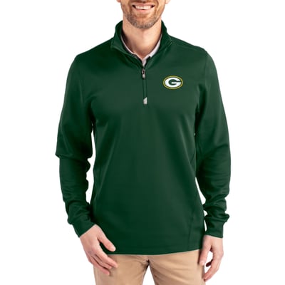  Green Bay Packers Cutter & Buck Traverse Stretch Quarter-Zip Top - Hunter Green