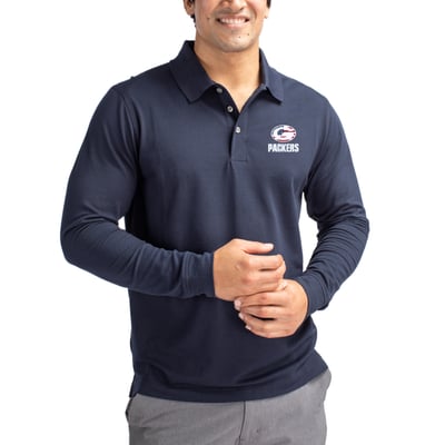 Green Bay Packers Cutter & Buck Advantage Pique Long Sleeve Polo - Navy