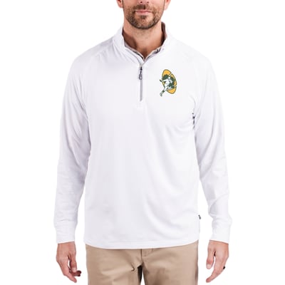 Green Bay Packers Cutter & Buck Adapt Eco Knit Stretch Recycled Quarter-Zip Throwback Pullover Top - White