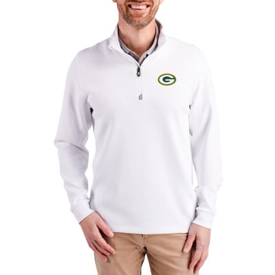  Green Bay Packers Cutter & Buck Traverse Stretch Quarter-Zip Top - White