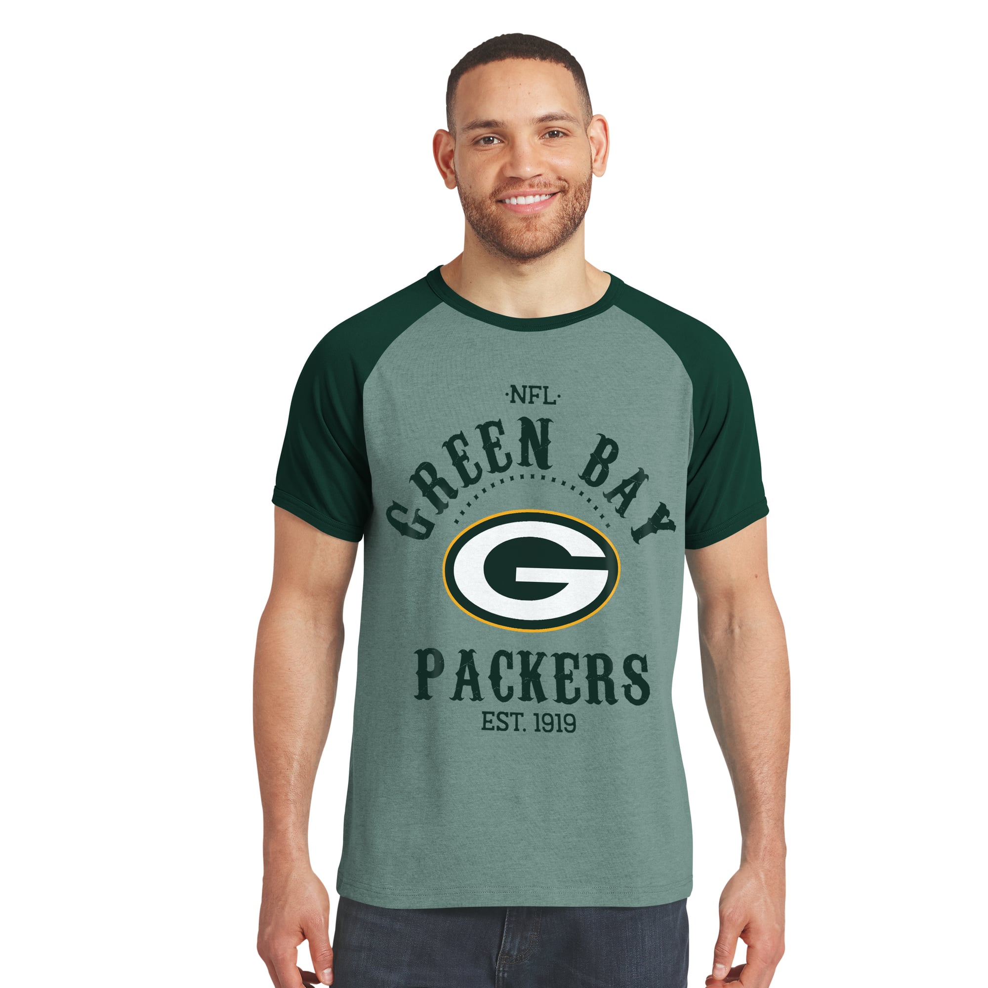 T-shirt raglan vert Green Bay Packers de la collection Darius Rucker pour homme par Fanatics