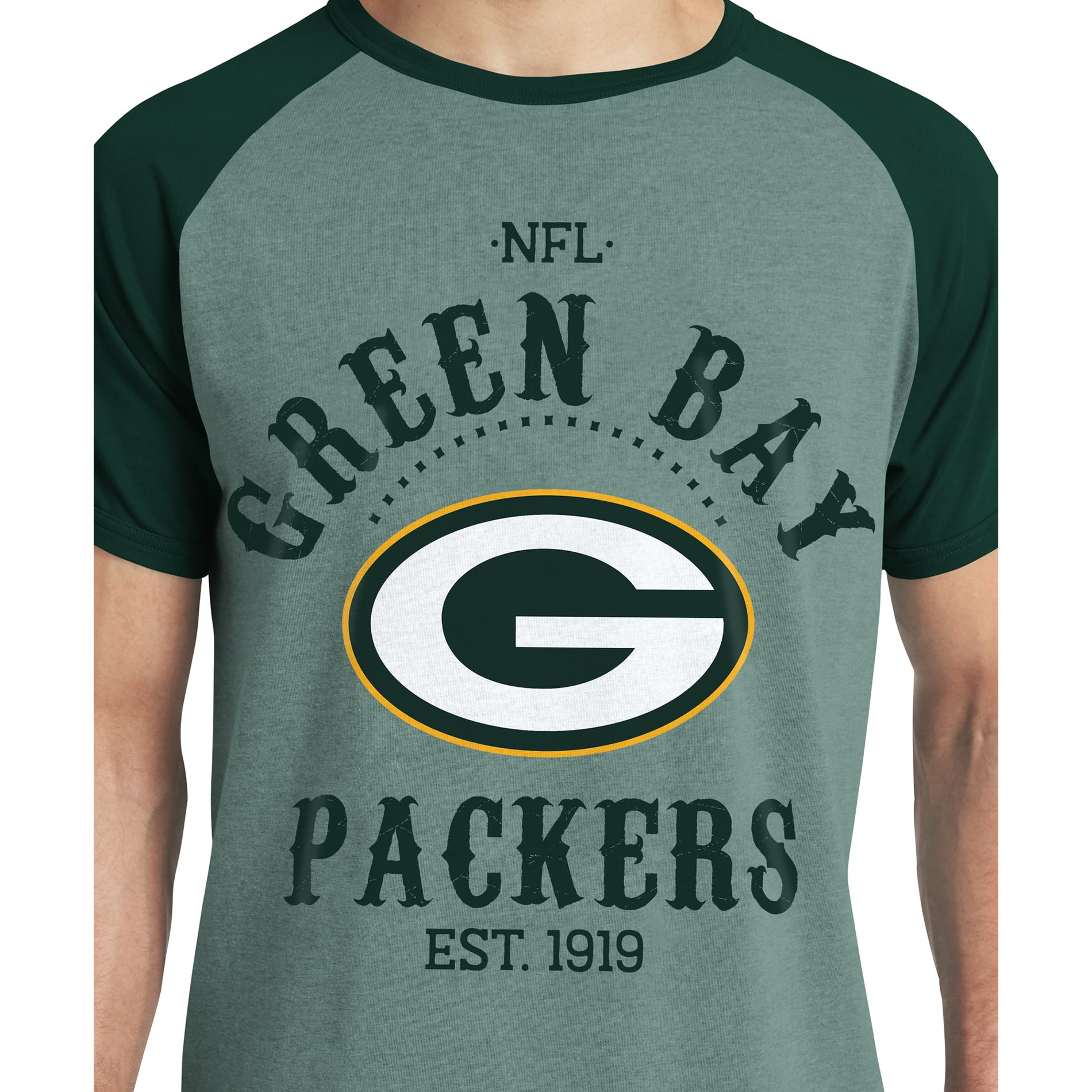 T-shirt raglan vert Green Bay Packers de la collection Darius Rucker pour homme par Fanatics