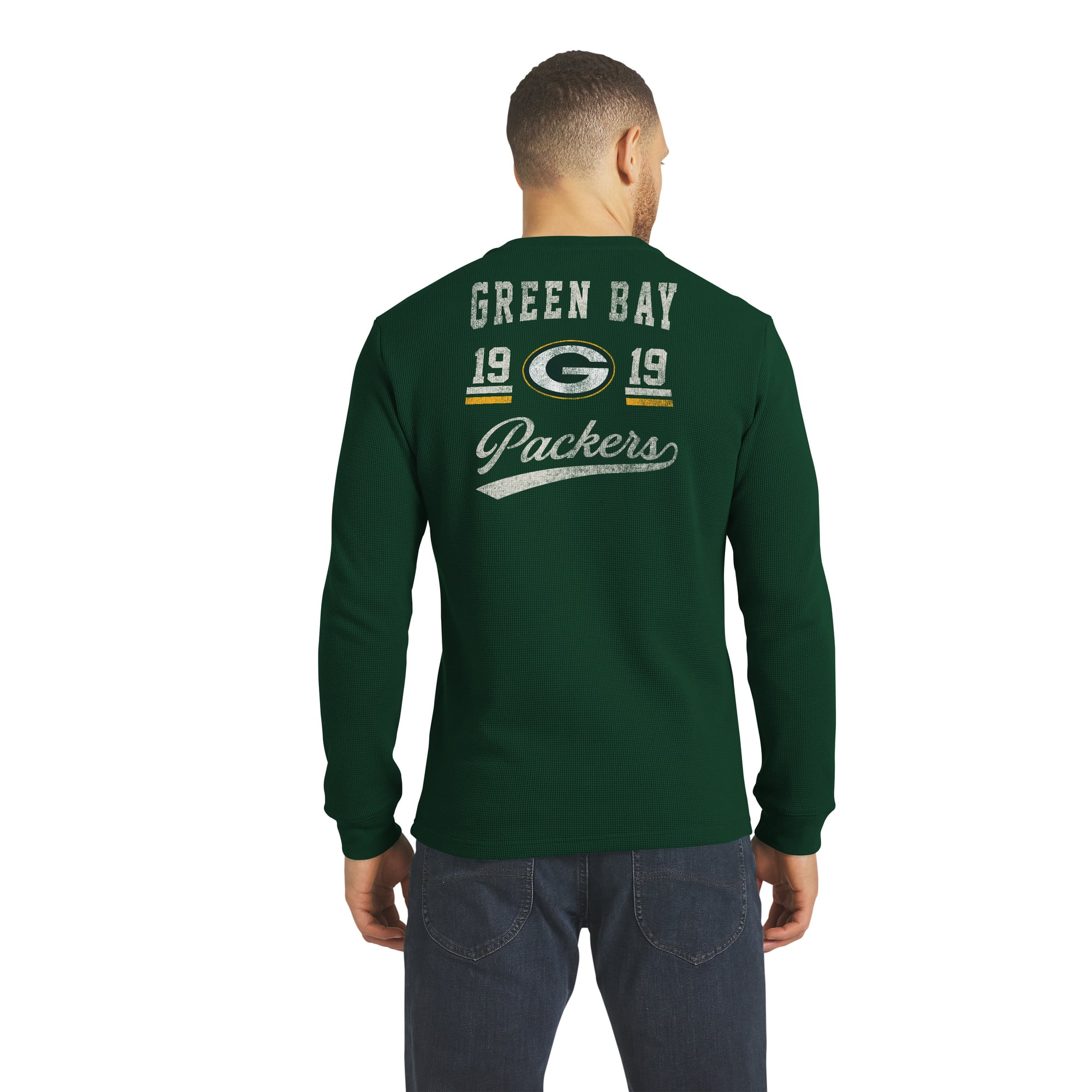 Collection Darius Rucker pour homme par Fanatics Green Bay Packers T-shirt à manches longues Henley en maille gaufrée vert