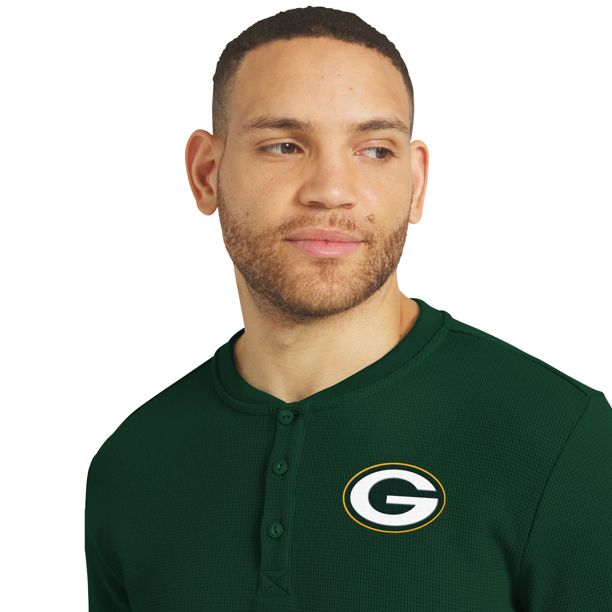 Collection Darius Rucker pour homme par Fanatics Green Bay Packers T-shirt à manches longues Henley en maille gaufrée vert