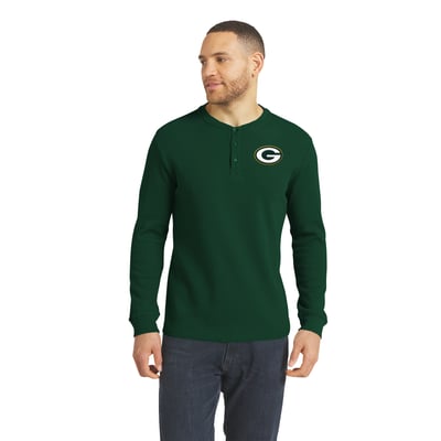  Green Bay Packers Darius Rucker Collection by Fanatics Waffle-Knit Henley Long Sleeve T-Shirt - Green