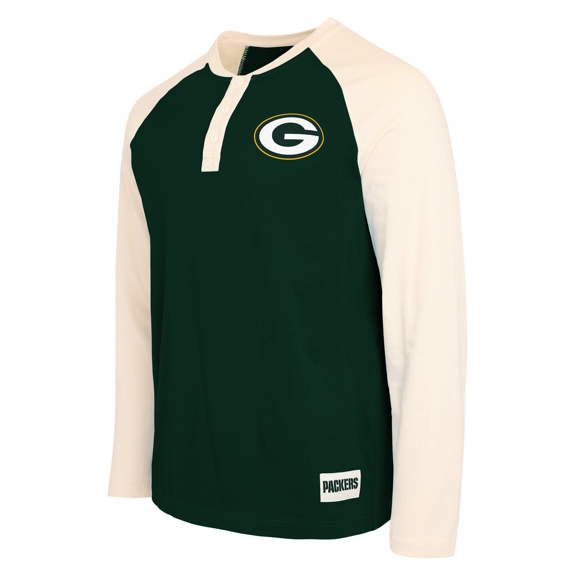 Men's Darius Rucker Collection by Fanatics Green/Cream Green Bay Packers Henley Long Sleeve T-Shirt