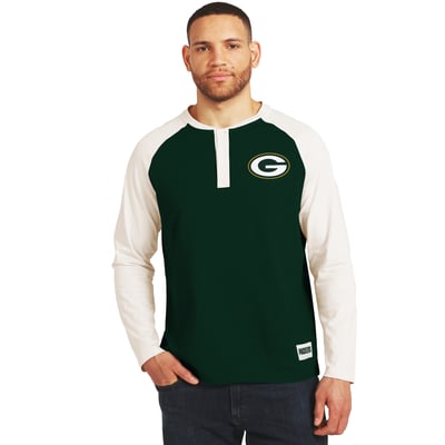 Green Bay Packers Darius Rucker Collection by Fanatics Henley Long Sleeve T-Shirt - Green/Cream