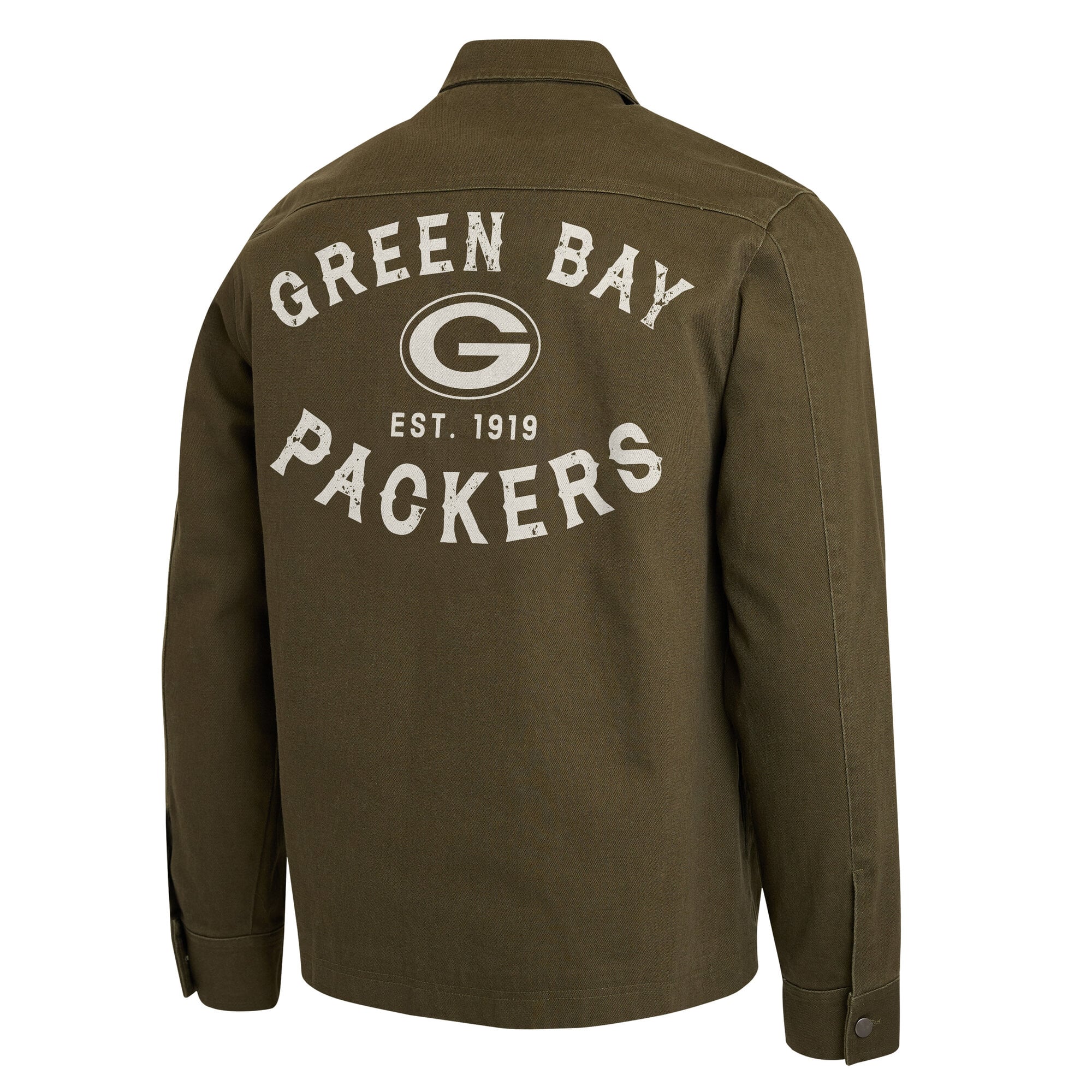 Men's Darius Rucker Collection by Fanatics Olive Green Bay Packers Brushed Canvas Full-Zip Jacket