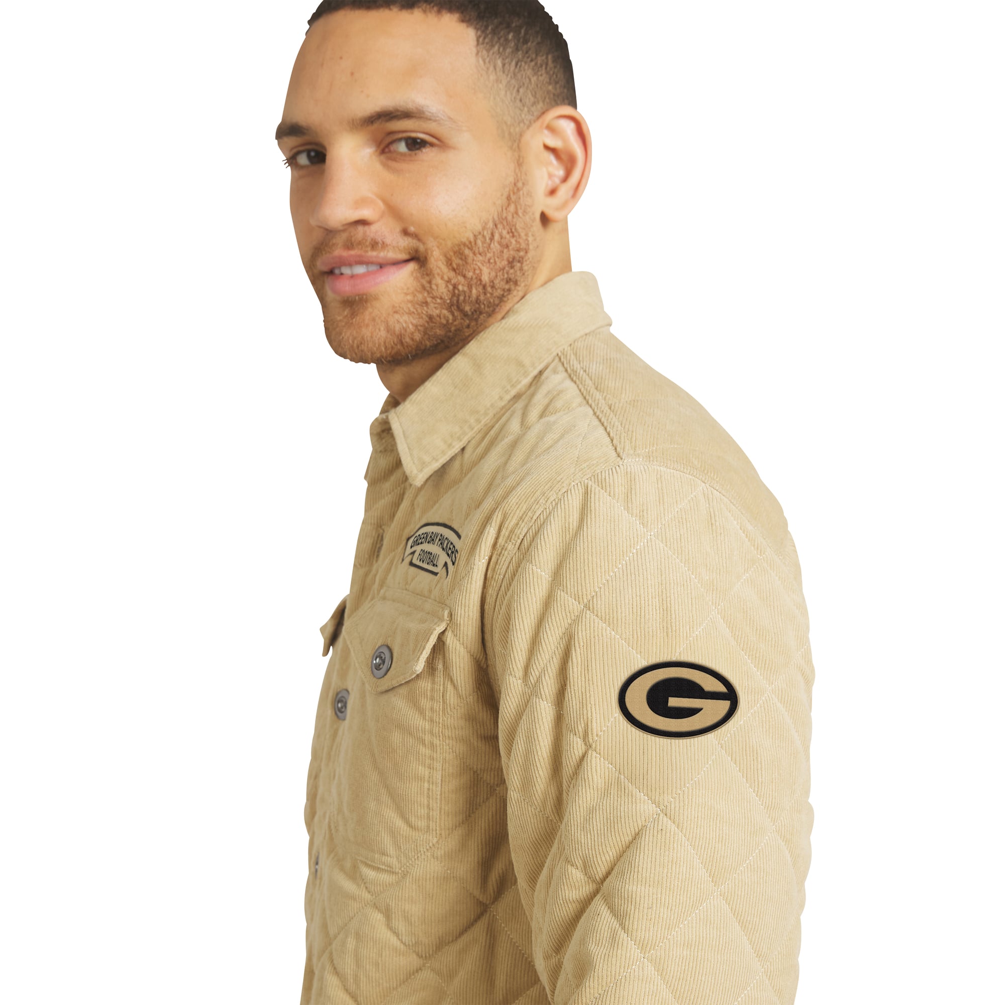 Men's Darius Rucker Collection by Fanatics Tan Green Bay Packers Button-Up Thin-Wale Corduroy Shacket