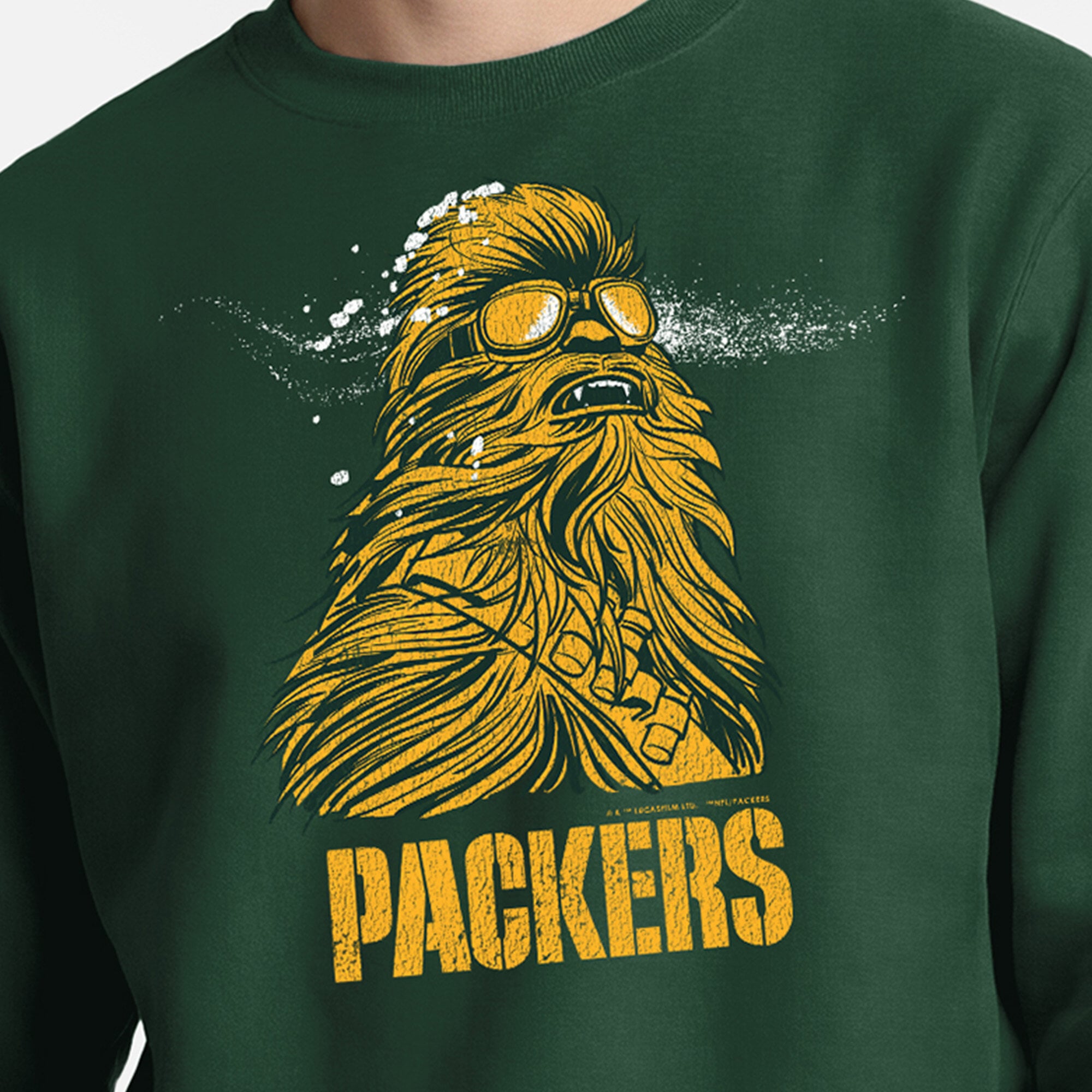 Sweat-shirt homme Disney x Champion vert Green Bay Packers Chewbacca Powerblend