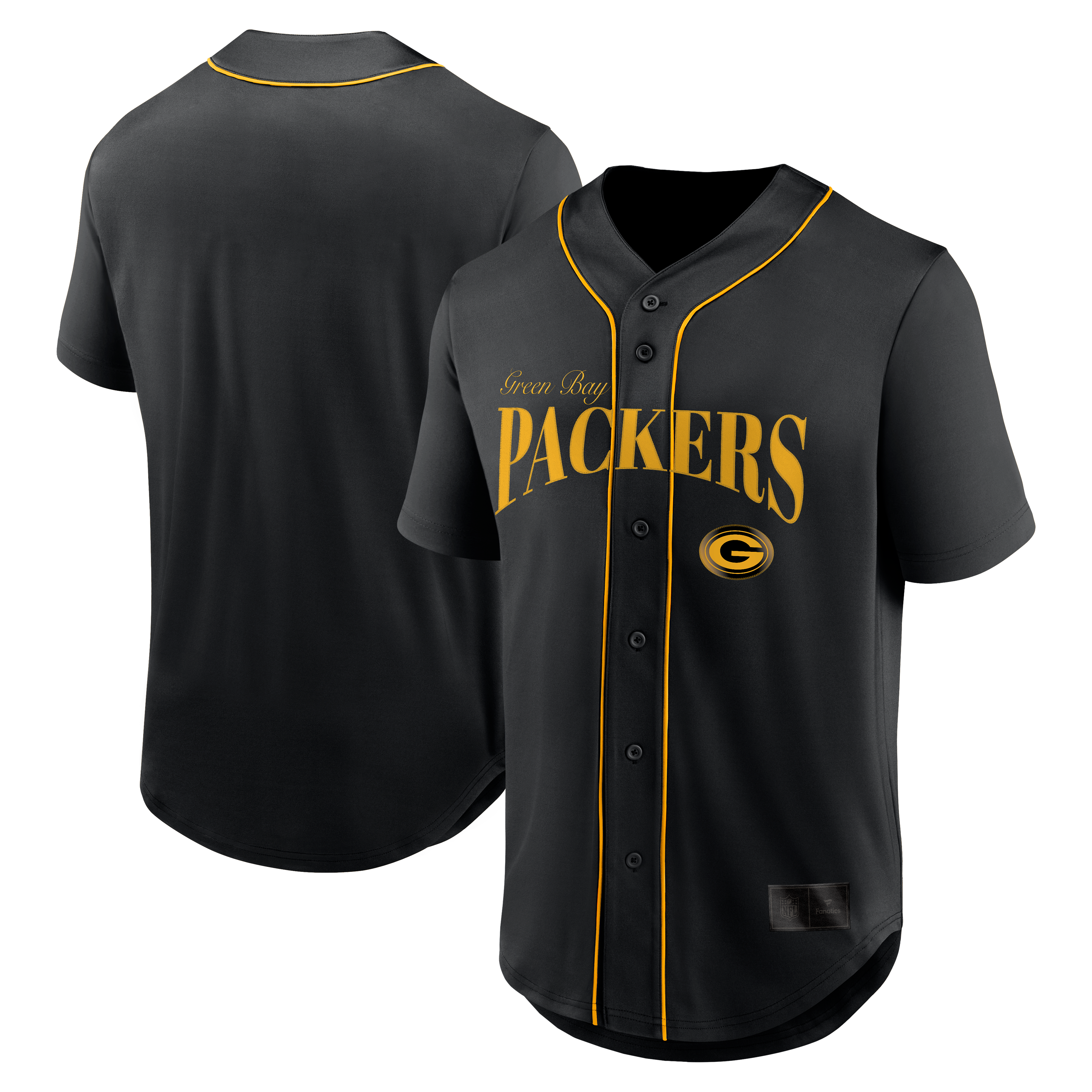 Men's Fanatics Black Green Bay Packers After Hours Button-Up Baseball Top