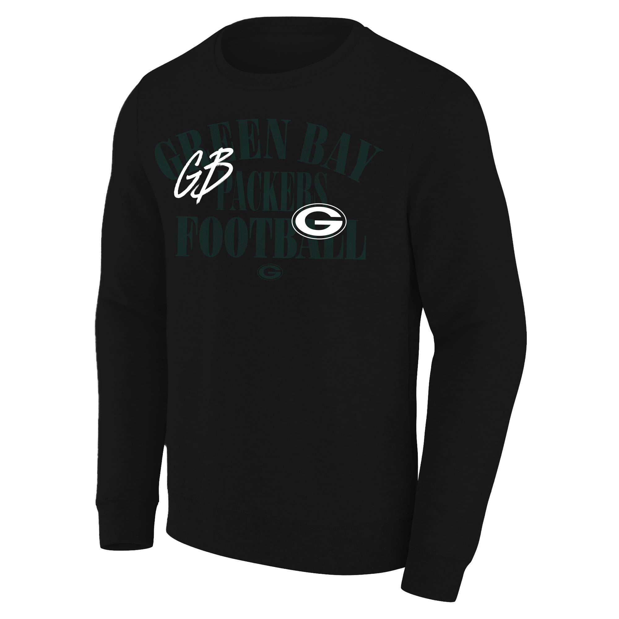 Men's Fanatics Black Green Bay Packers Big & Tall Relaxed Halftime Lead Washed Sweatshirt