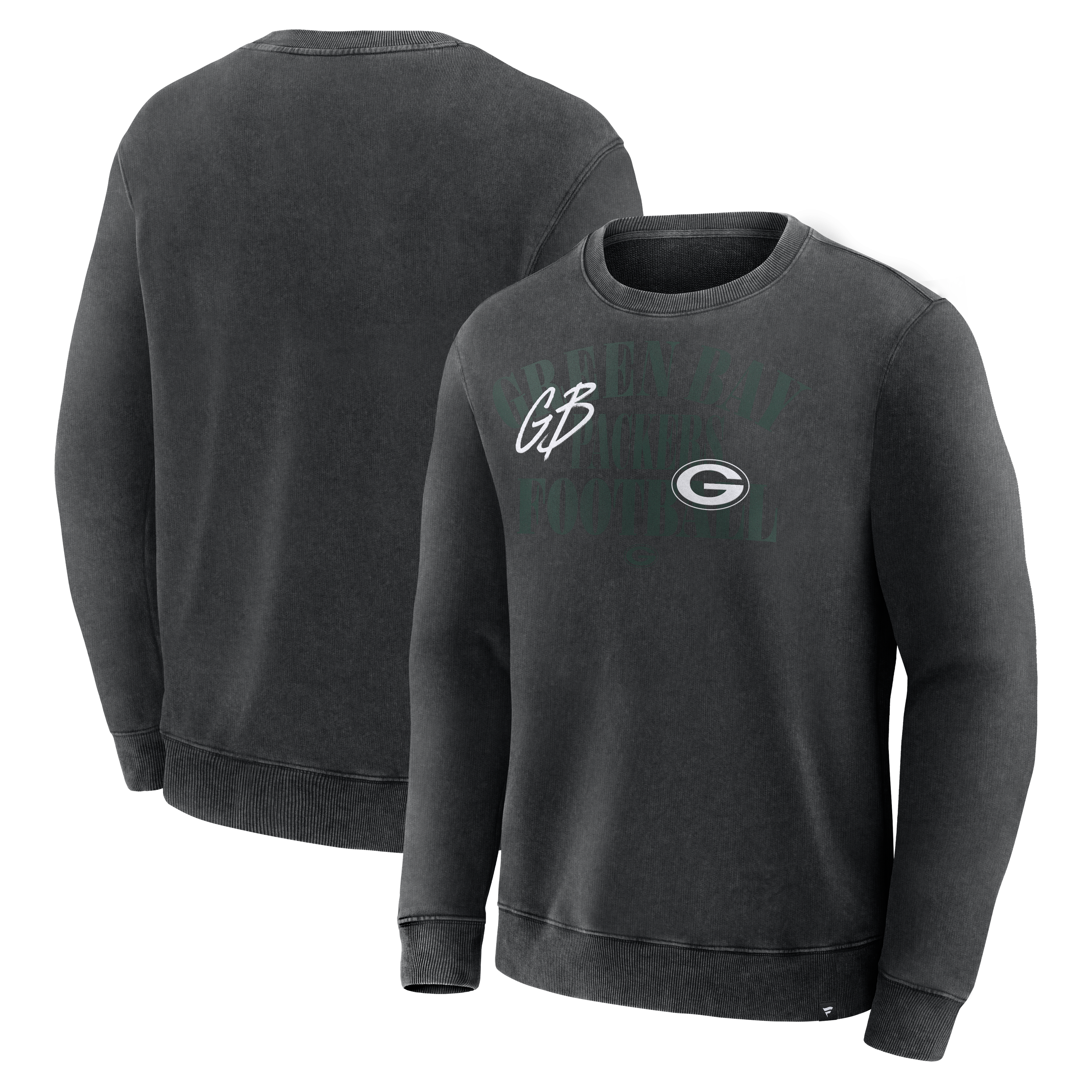 Sweat-shirt Fanatics noir pour homme Green Bay Packers, mi-temps, coupe décontractée, en molleton épais.