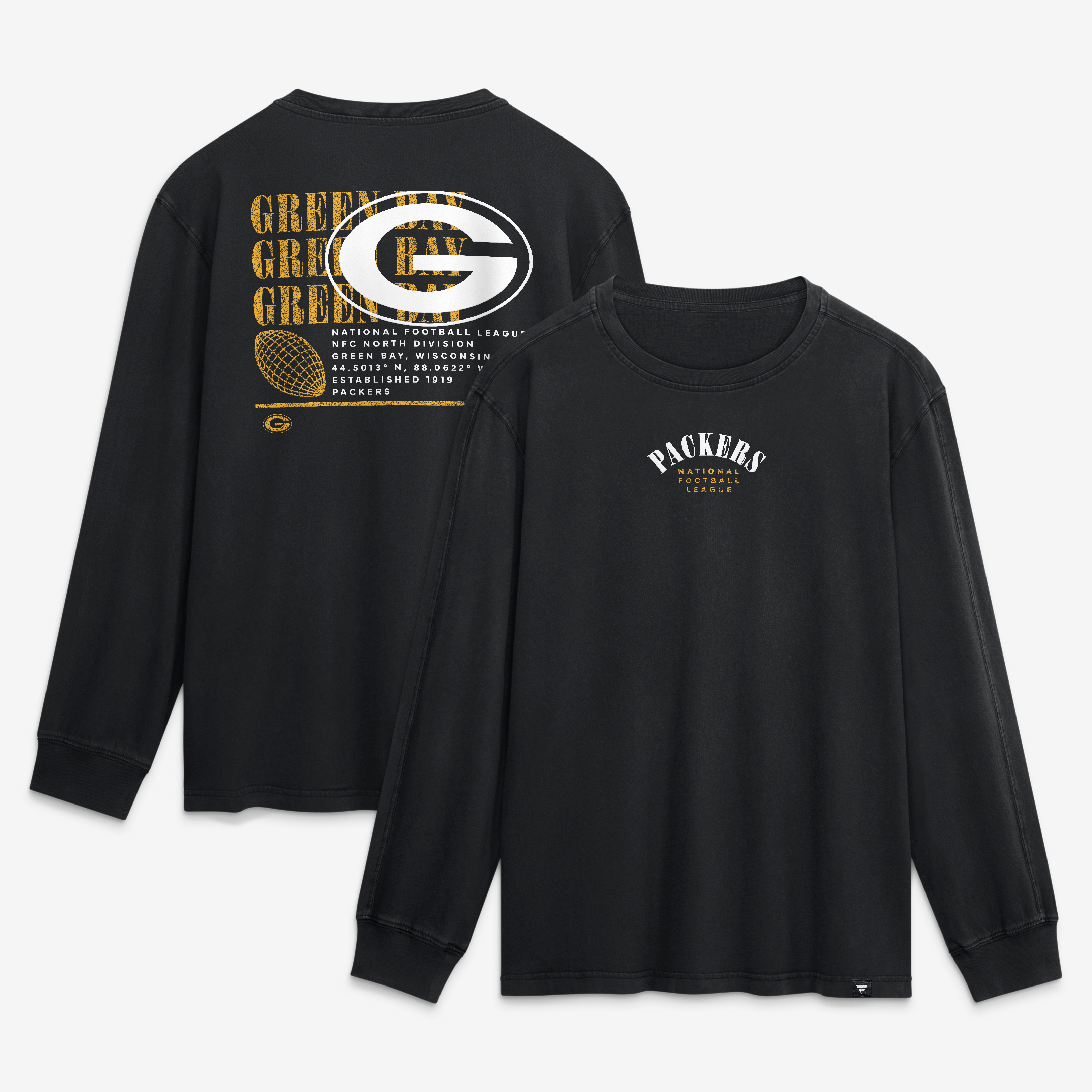 T-shirt à manches longues Fanatics noir Green Bay Packers pour homme, style décontracté, Fullback Drive