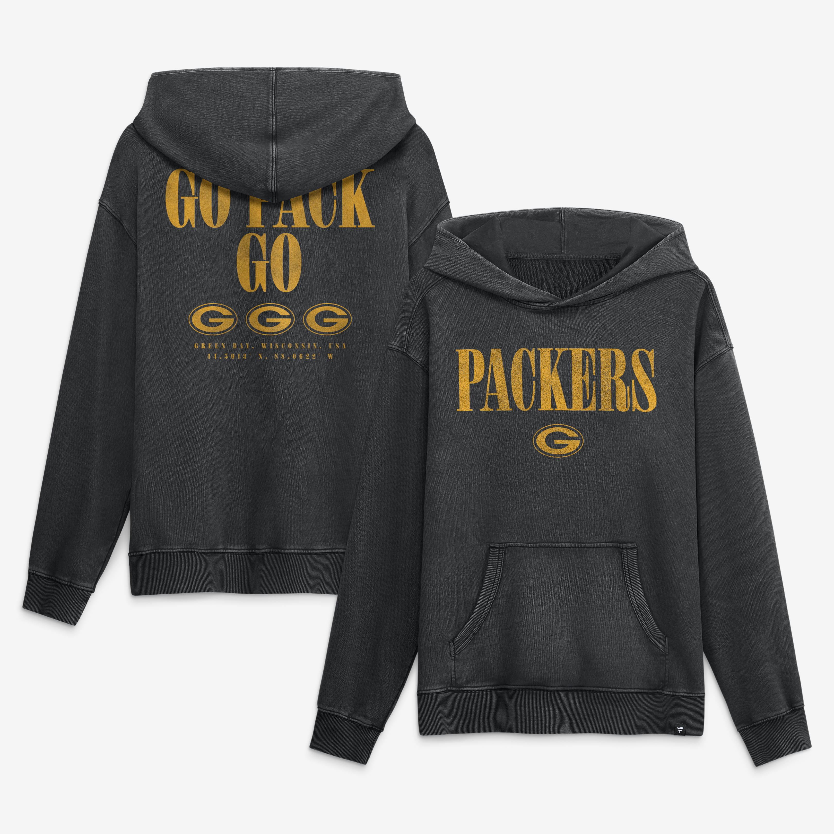 Men's Fanatics Black Green Bay Packers Relaxed Intense Rivalry French Terry Hoodie