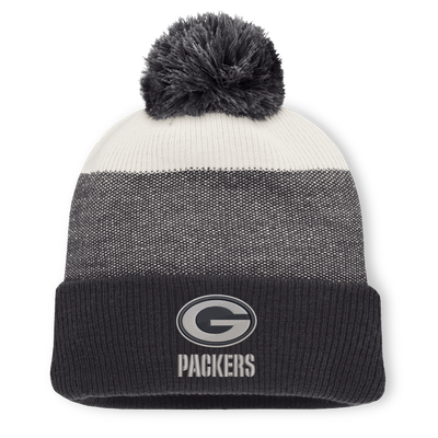 Green Bay Packers Fanatics Cuffed Knit Hat with Pom - Charcoal/Gray