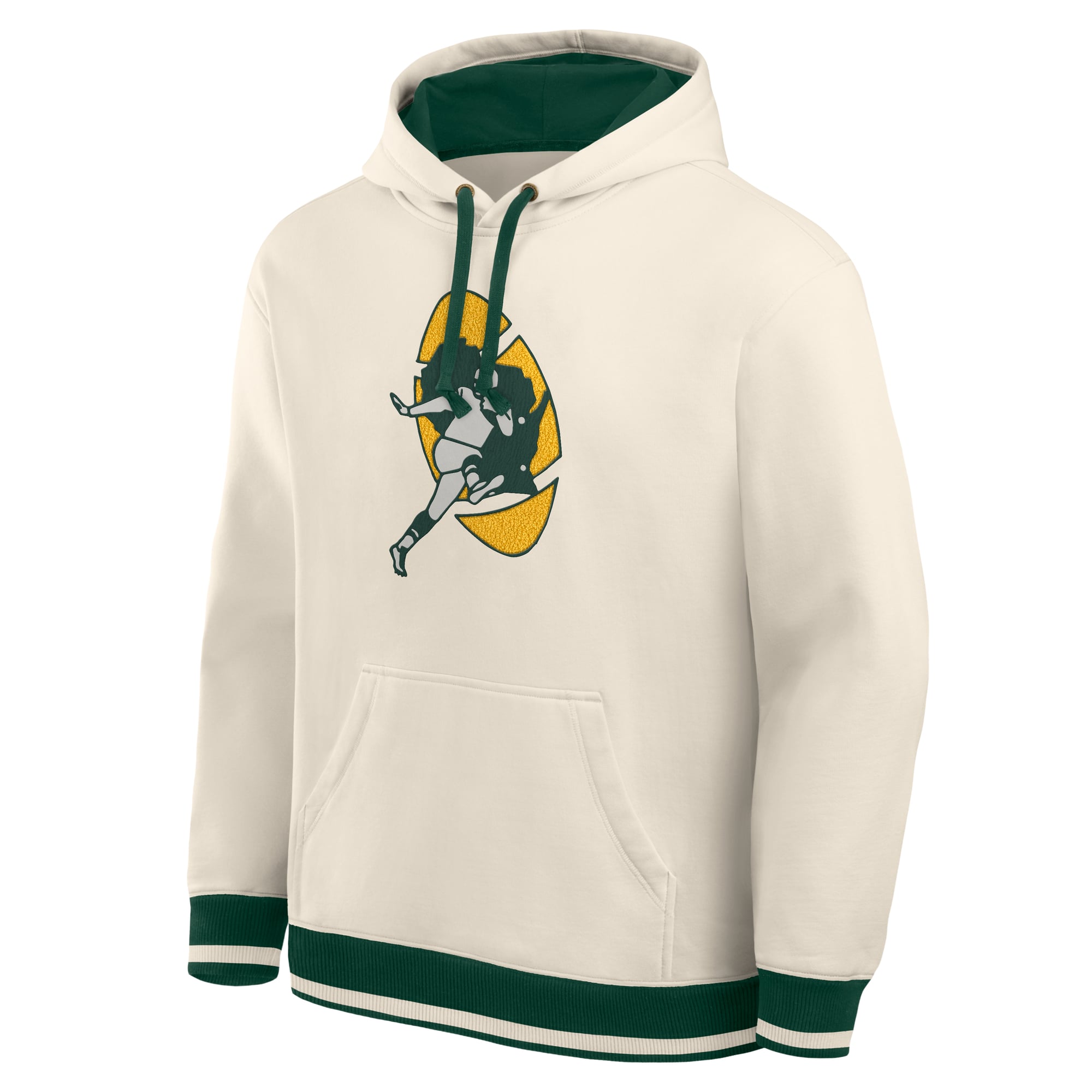 Men's Fanatics Cream Green Bay Packers Chenille Heavyweight Fleece Hoodie