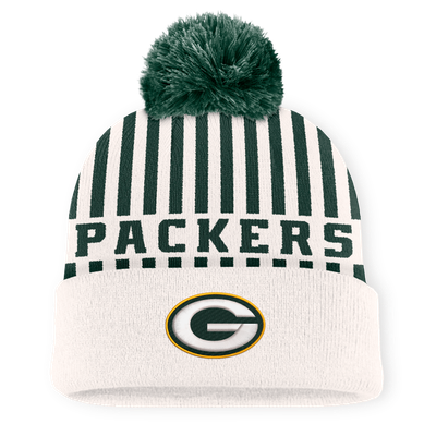 Green Bay Packers Fanatics Streak Cuffed Knit Hat with Pom - Cream