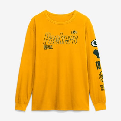 Green Bay Packers Fanatics Checkdown Pass Long Sleeve T-Shirt - Gold